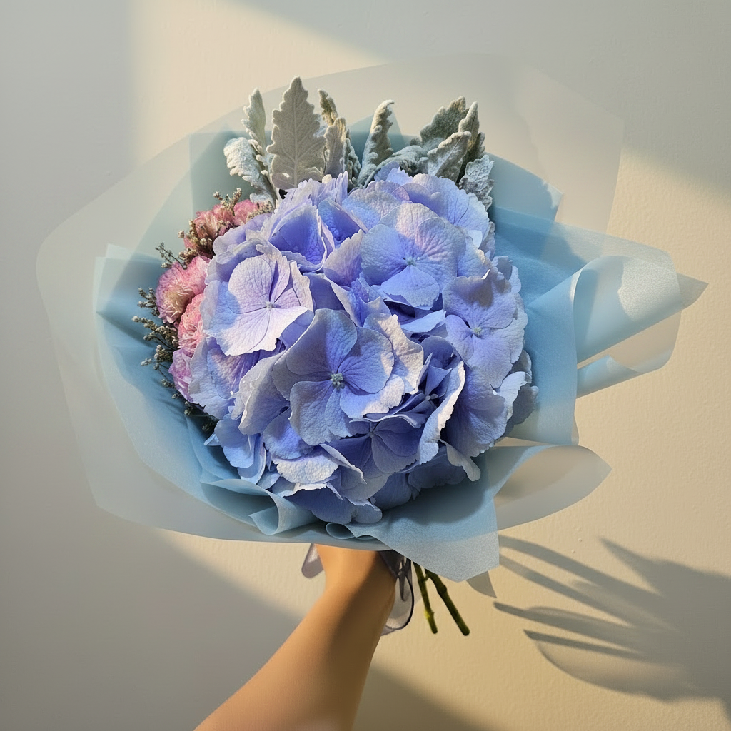 Aurora Edit - Pastel Blue Hydrangea Bouquet