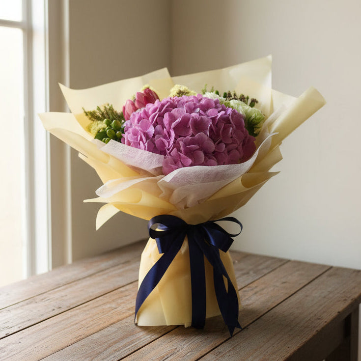 Bespoke hydrangea and exotic flower bouquet for him, Jiyu Florals Singapore